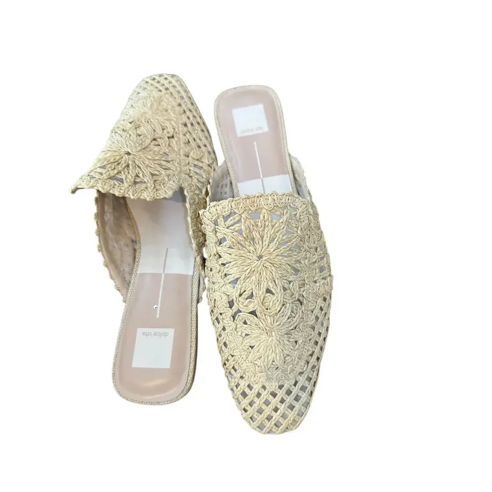 Dolce Vita Women's Light Natural Diya Macrame Diya Flat Mules Size 13